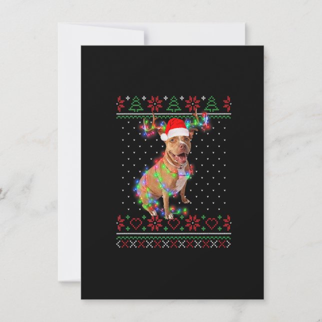 Pitbull Dog Ugly Sweater Christmas Welpe Hund Love Einladung (Vorderseite)