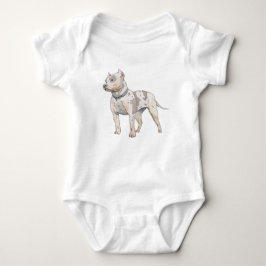 Pitbull Dog Wasserfarbe Sketch Baby Strampler
