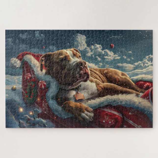 Pitbull Dog Weihnachtsfest (Horizontal)