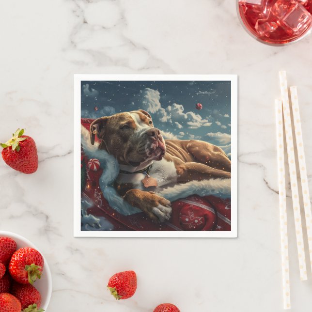Pitbull Dog Weihnachtsfest Serviette (Beispiel)