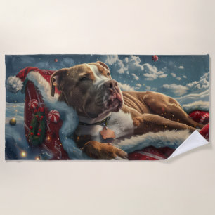 Pitbull Dog Weihnachtsfest Strandtuch