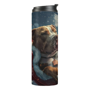 Pitbull Dog Weihnachtsfest Thermosbecher