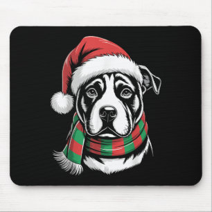 Pitbull Dog Xmas Weihnachtsmannmütze Scarf Weihnac Mousepad