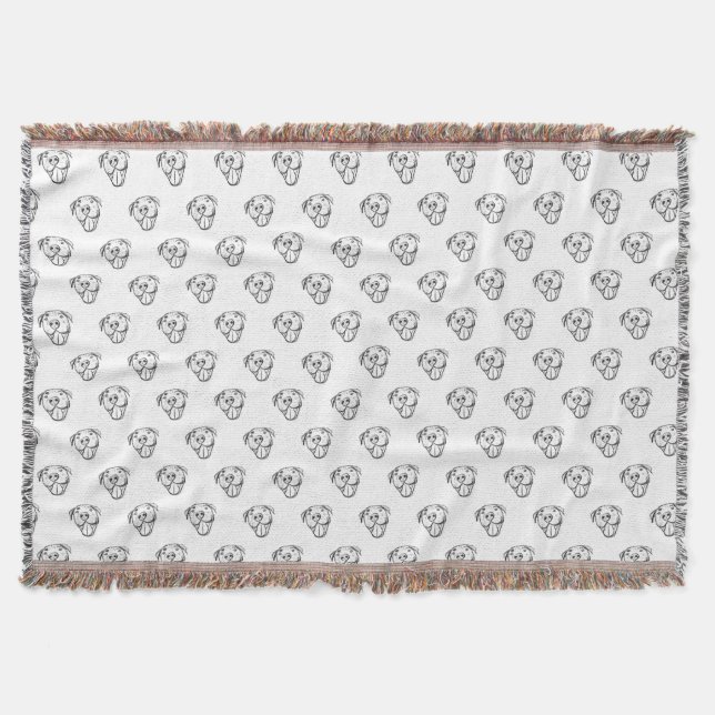 Pitbull Drawing Sing Dog Lovers Black White Decke (Vorderseite)