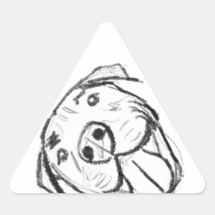 Pitbull Drawing Sing Dog Lovers Black White Dreieckiger Aufkleber