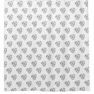 Pitbull Drawing Sing Dog Lovers Black White Duschvorhang