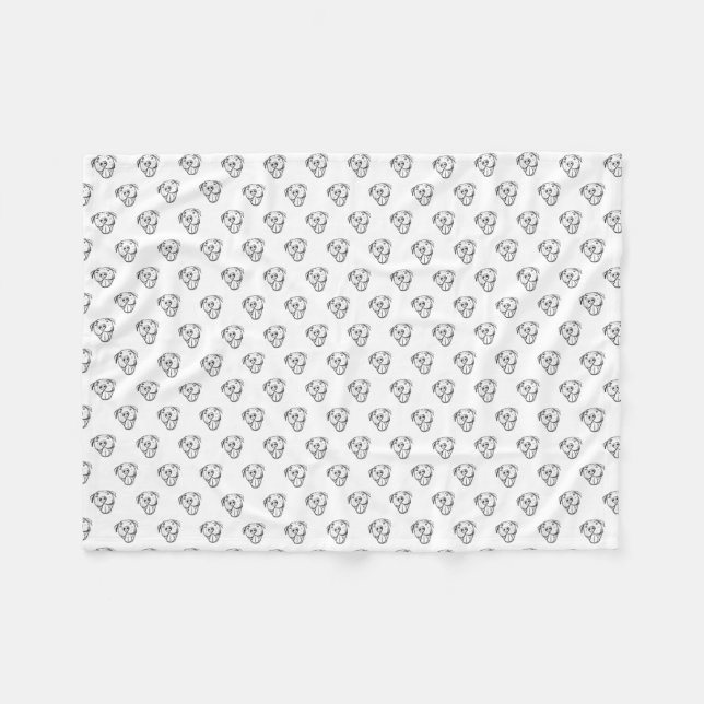 Pitbull Drawing Sing Dog Lovers Black White Fleecedecke (Vorderseite (Horizontal))