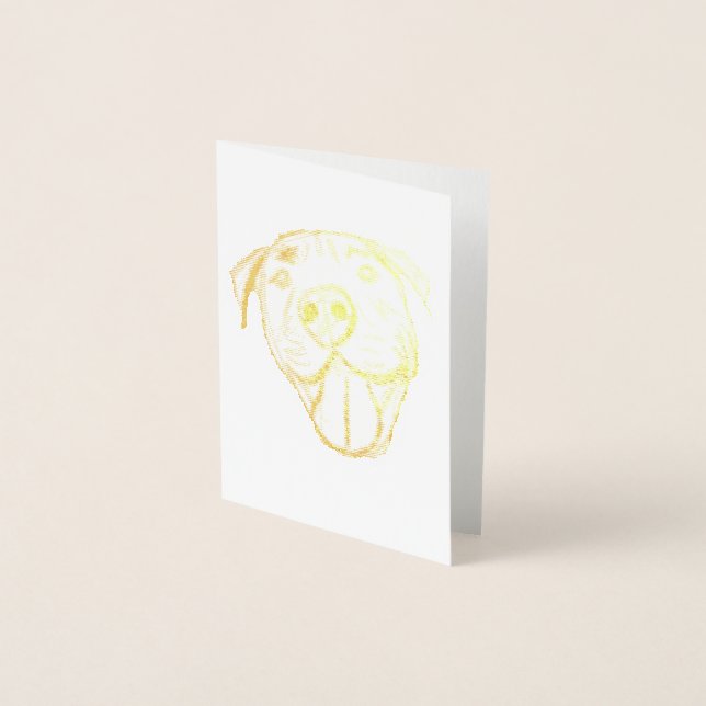 Pitbull Drawing Sing Dog Lovers Black White Folienkarte (Vorderseite)