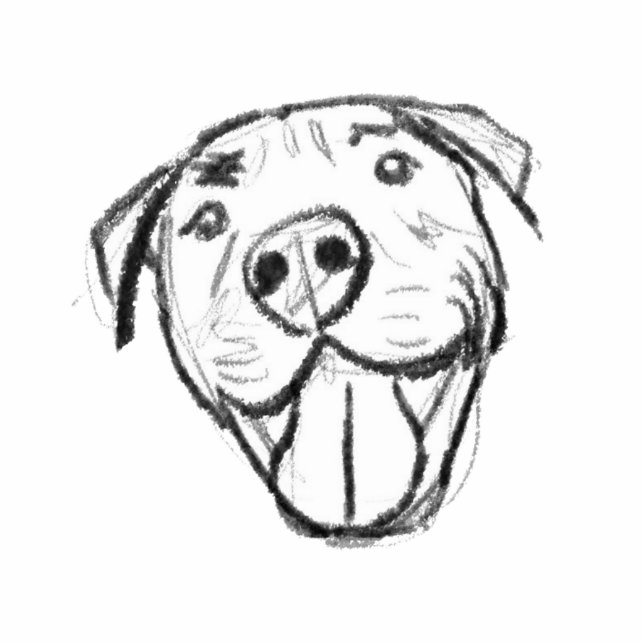 Pitbull Drawing Sing Dog Lovers Black White Freistehende Fotoskulptur (Vorne)