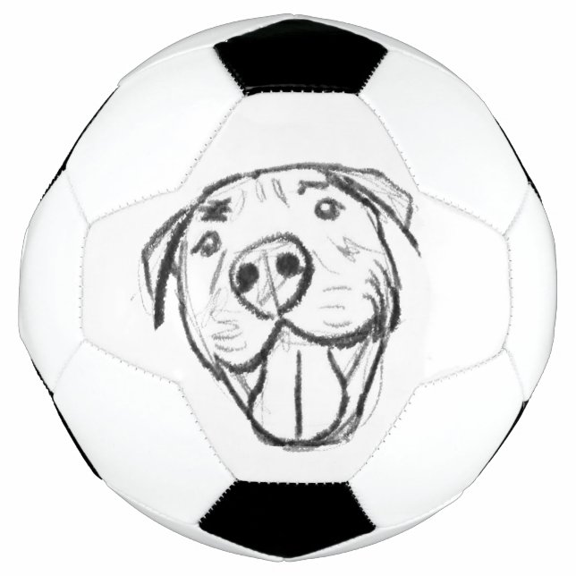 Pitbull Drawing Sing Dog Lovers Black White Fußball (Vorderseite)