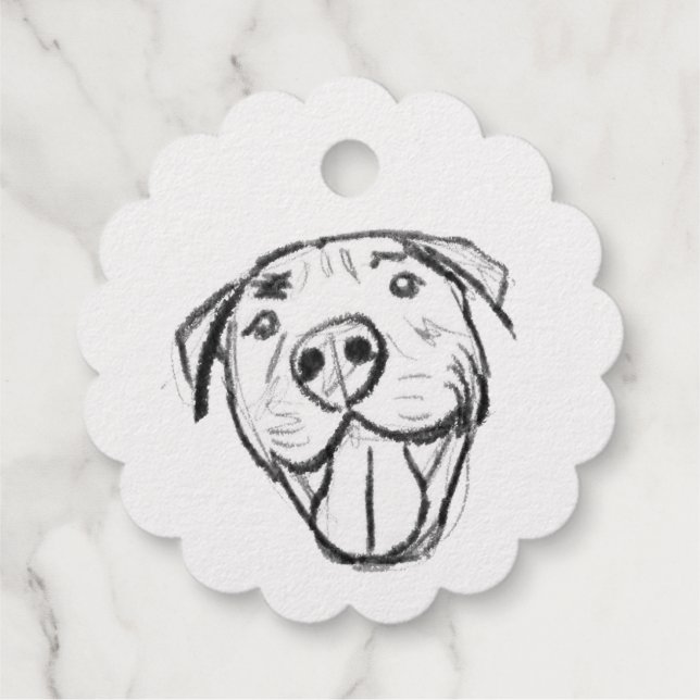 Pitbull Drawing Sing Dog Lovers Black White Geschenkanhänger (Rückseite)