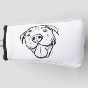 Pitbull Drawing Sing Dog Lovers Black White Golf Headcover