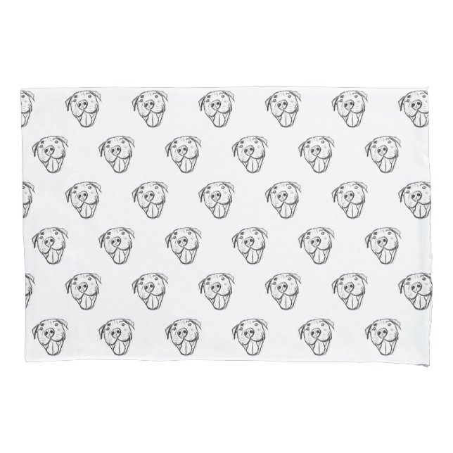 Pitbull Drawing Sing Dog Lovers Black White Kissenbezug (Vorderseite)
