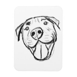 Pitbull Drawing Sing Dog Lovers Black White Magnet