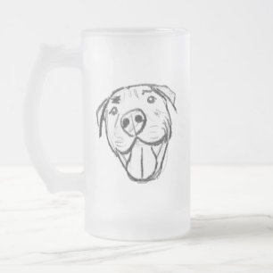 Pitbull Drawing Sing Dog Lovers Black White Mattglas Bierglas