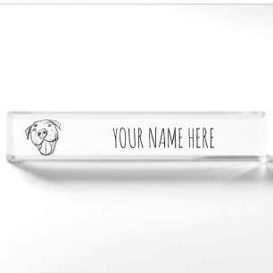 Pitbull Drawing Sing Dog Lovers Black White Namensplakette