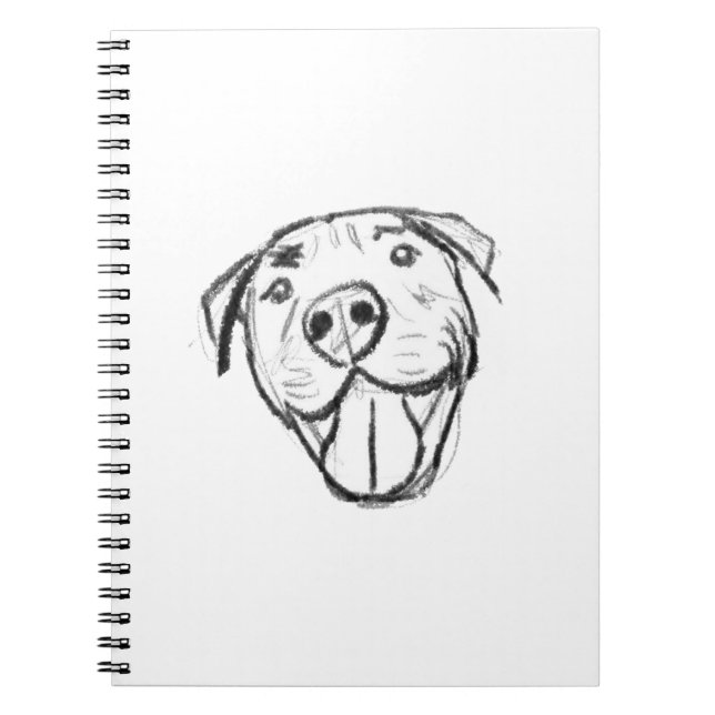 Pitbull Drawing Sing Dog Lovers Black White Notizblock (Vorderseite)