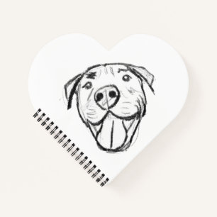 Pitbull Drawing Sing Dog Lovers Black White Notizbuch