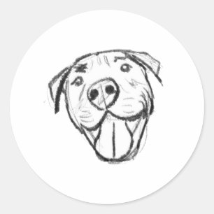 Pitbull Drawing Sing Dog Lovers Black White Runder Aufkleber