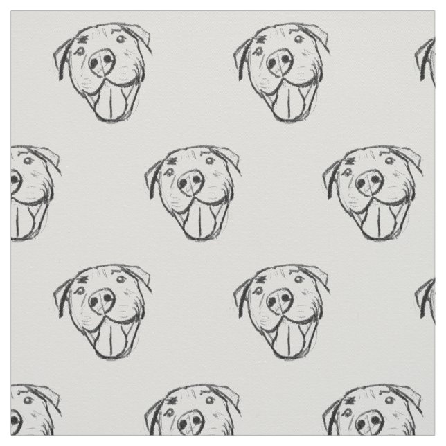Pitbull Drawing Sing Dog Lovers Black White Stoff (Muster)