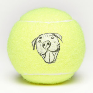 Pitbull Drawing Sing Dog Lovers Black White Tennisbälle