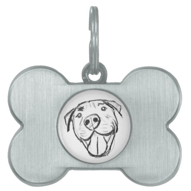 Pitbull Drawing Sing Dog Lovers Black White Tiermarke (Vorderseite)