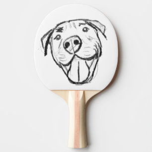 Pitbull Drawing Sing Dog Lovers Black White Tischtennis Schläger