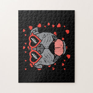 Pitbull Face Heart Glasses Valentinstag Haustier H