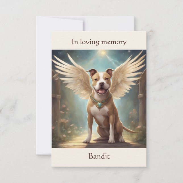 Pitbull Fawn Memorial Geem Individuelle Name Beile Dankeskarte (Vorderseite)