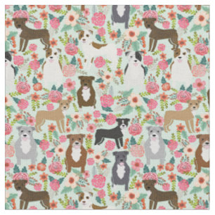Pitbull Floral Dog Fabric - Pillbull, Hund Stoff