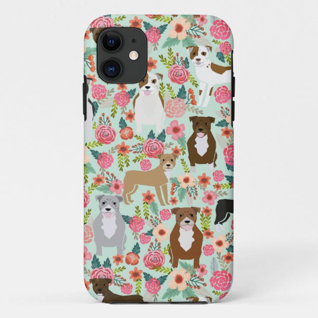 Pitbull Floral Iphone Case - Pitbulle-Telefongehäu (Rückseite)