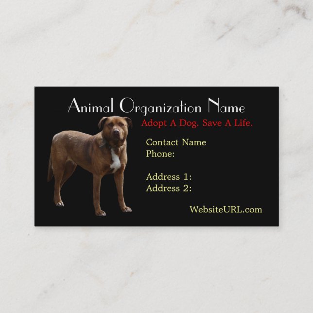 Pitbull Foto Dog Rescue Business Card Visitenkarte (Vorderseite)