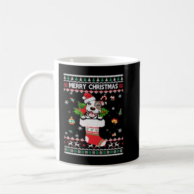 Pitbull Frohe Weihnachtsbeleuchtung für Pitbull Kaffeetasse (Links)