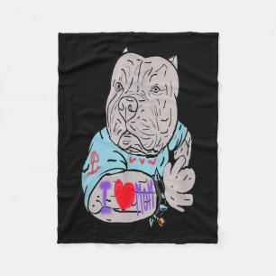 Pitbull Funny Hund I Liebe Mama Tattoo Geschenk Fleecedecke