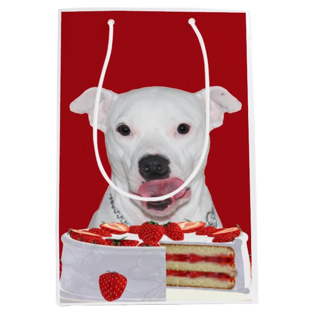 Pitbull Geburtstag Mittlere Geschenktüte (Vorderseite)