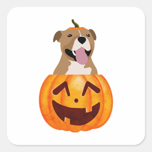 Pitbull Halloween Quadratischer Aufkleber (Vorderseite)
