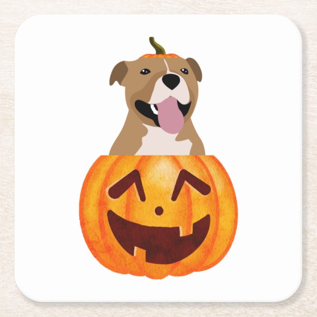 Pitbull Halloween Rechteckiger Pappuntersetzer (Vorderseite)
