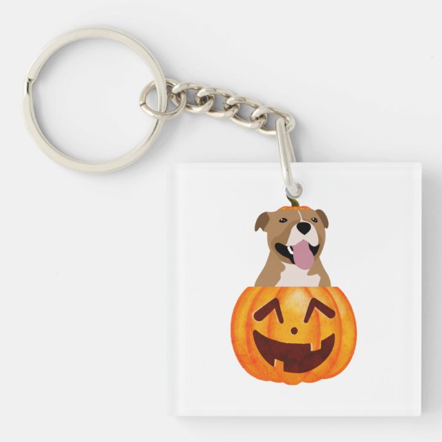 Pitbull Halloween Schlüsselanhänger (Vorderseite)