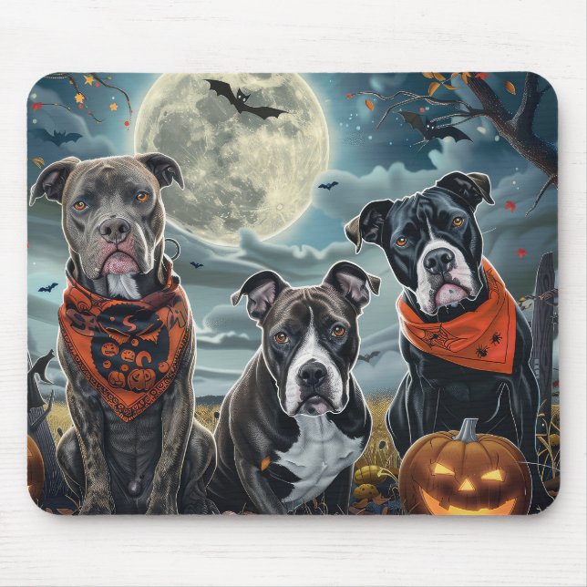 Pitbull Halloween Spooky Mousepad (Vorne)