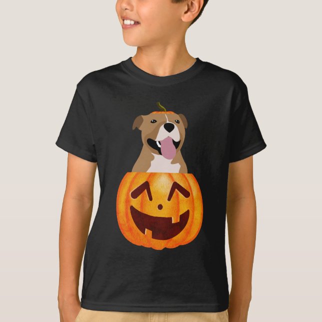 Pitbull Halloween T - Shirt (Vorderseite)