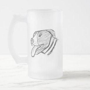 Pitbull handgezeichnetes Foto Hund Tierliebhaber Mattglas Bierglas