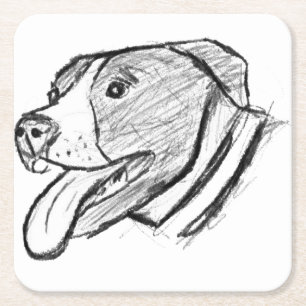 Pitbull handgezeichnetes Foto Hund Tierliebhaber Rechteckiger Pappuntersetzer