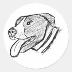 Pitbull handgezeichnetes Foto Hund Tierliebhaber Runder Aufkleber