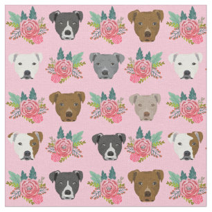 Pitbull hat rosa Flora Stoff