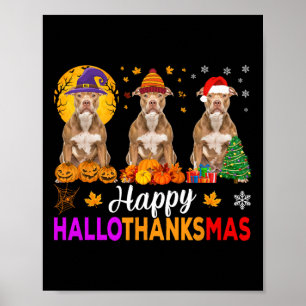 Pitbull Hund Halloween Weihnachtsknöchel 1 Poster