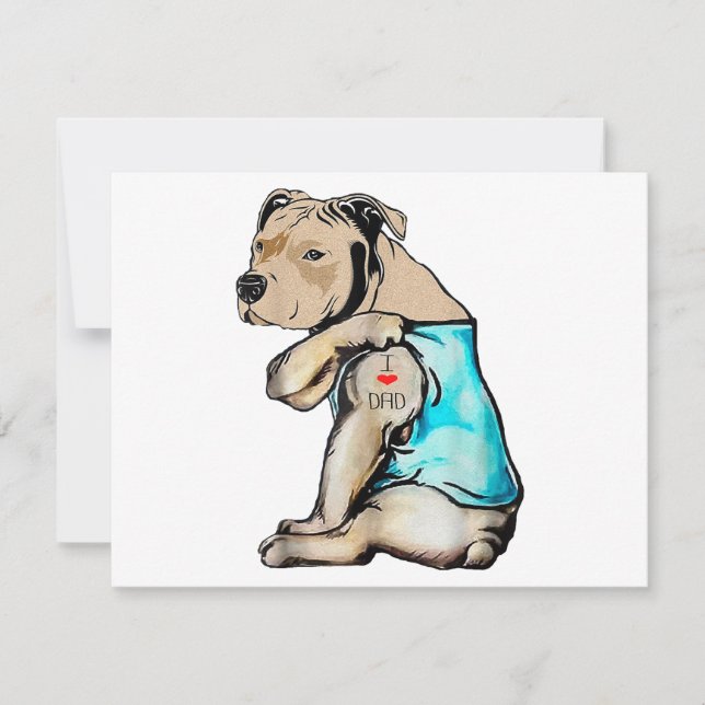 Pitbull Hund I Liebe Vater Tattoo Funny Family (Vorderseite)