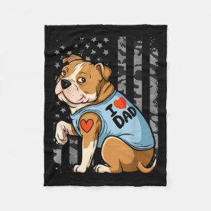 Pitbull Hund I Liebe Vater Tattoo Funny Family _1 Fleecedecke