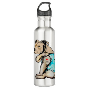 Pitbull Hund I Liebe Vater Tattoo Funny Family Edelstahlflasche