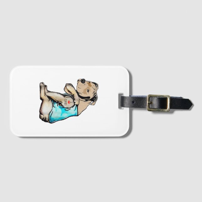 Pitbull Hund I Liebe Vater Tattoo Funny Family Gepäckanhänger (Vorderseite (Horizontal))
