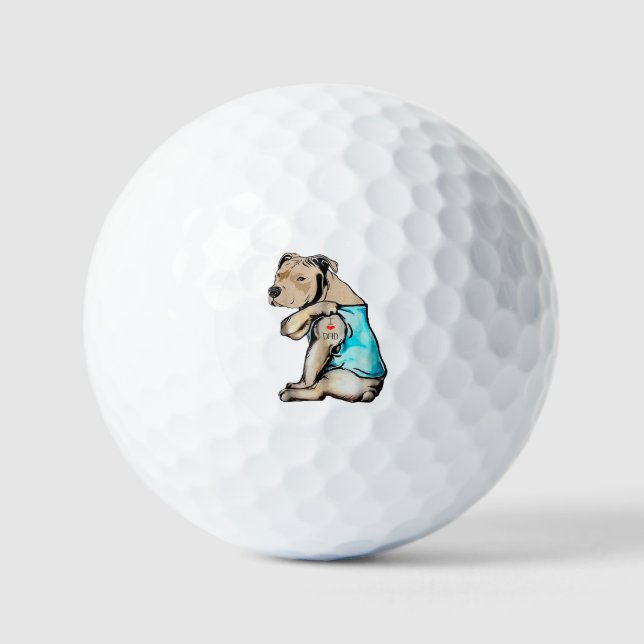 Pitbull Hund I Liebe Vater Tattoo Funny Family Golfball (Vorderseite)